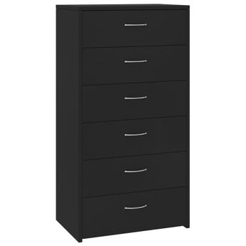 vidaXL Sideboard with 6 Drawers Black 19.7"x13.4"x37.8" Engineered Wood