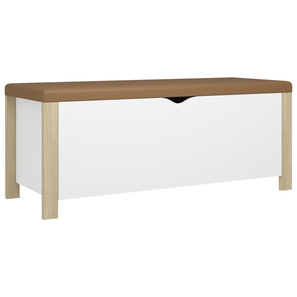 vidaXL Storage Box with Cushion White and Sonoma Oak 41.3"x15.7"x17.7" Engineered Wood