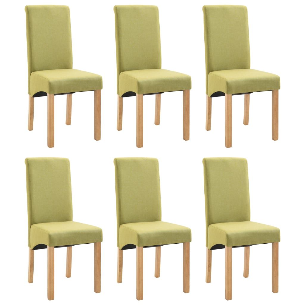 vidaXL Dining Chairs 6 pcs Green Fabric