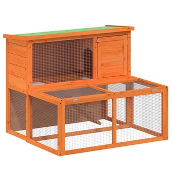 vidaXL Rabbit Hutch Brown 40.2"x35.4"x33.3" Solid Wood Pine