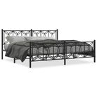 vidaXL Metal Bed Frame without Mattress with Footboard Black 76"x79.9"