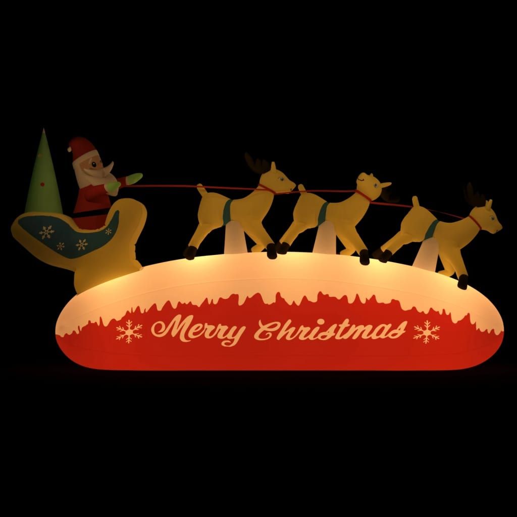 vidaXL Christmas Inflatable Santa and Reindeer Decoration LED 57.1"