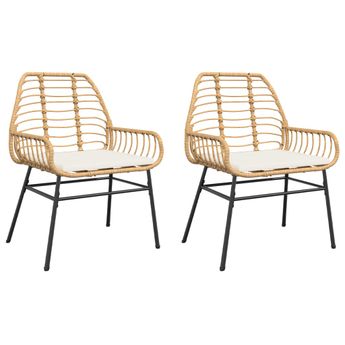 vidaXL Garden Chairs 2 pcs with Cushions Brown Poly Rattan