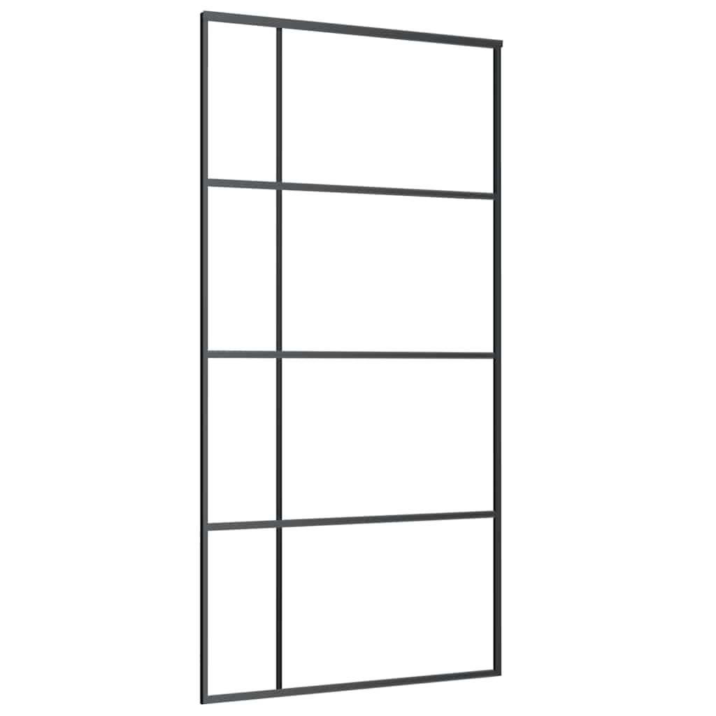 vidaXL Sliding Door Frosted ESG Glass and Aluminum 40.4"x80.7" Black
