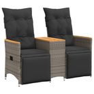 vidaXL Reclining Garden Sofa 2-Seater with Table Grey Poly Rattan