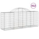 vidaXL Arched Gabion Baskets 12 pcs 200x50x80/100 cm Galvanised Iron