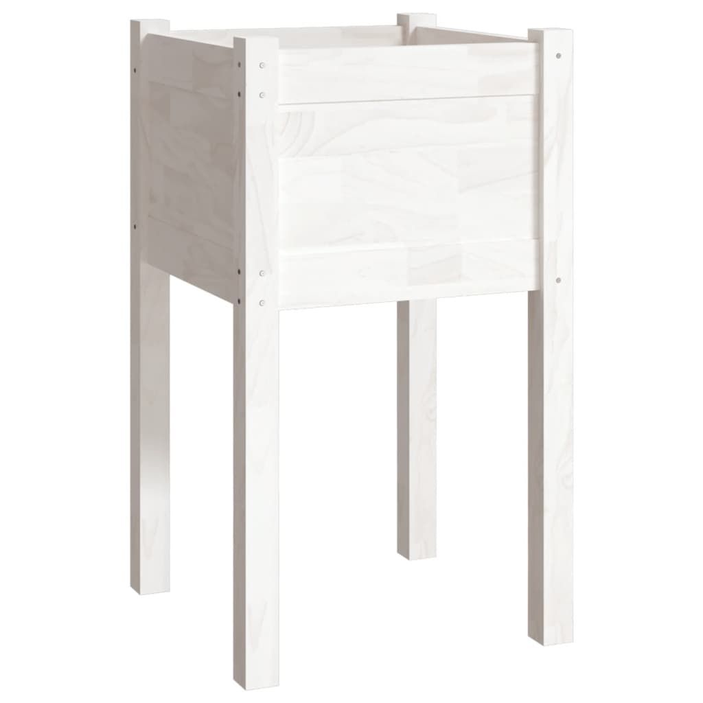 vidaXL Garden Planter White 15.7"x15.7"x27.6" Solid Wood Pine