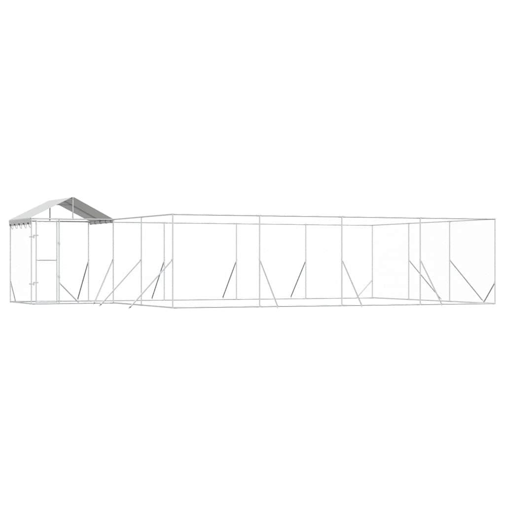 vidaXL Outdoor Dog Kennel with Roof Silver 10x6x2.5 m Galvanised Steel