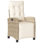 vidaXL Reclining Patio Chair with Footrest Beige Poly Rattan