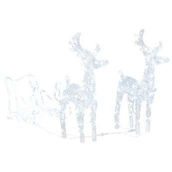 vidaXL Reindeers & Sleigh Christmas Decoration 160 LEDs 51.2" Acrylic