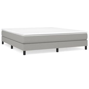 vidaXL Box Spring Bed Frame Light Gray King Fabric (US Only)