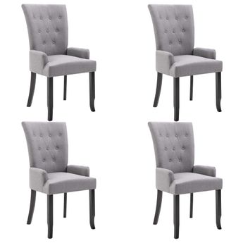 vidaXL Dining Chairs with Armrests 4 pcs Light Gray Fabric