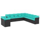 vidaXL 11 Piece Garden Sofa Set with Cushions Black Poly Rattan