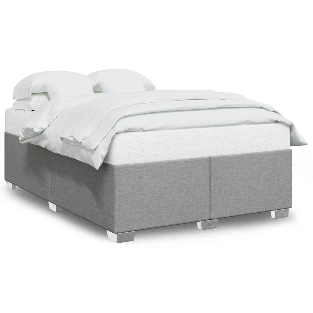 vidaXL Bed Frame without Mattress Light Grey Queen Fabric