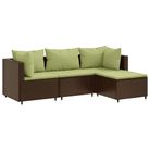 vidaXL 4 Piece Garden Lounge Set with Cushions Brown Poly Rattan