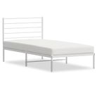 vidaXL Metal Bed Frame without Mattress with Headboard White 100x200cm
