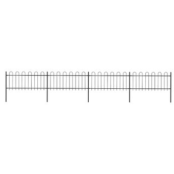 vidaXL Garden Fence with Hoop Top Steel 714.5x80 cm Black