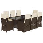 vidaXL 9 Piece Garden Dining Set with Cushions Brown Poly Rattan
