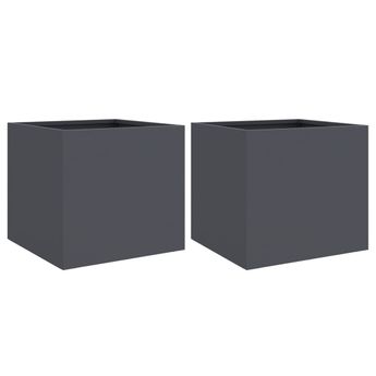 vidaXL Planters 2 pcs Anthracite 12.6"x11.8"x11.4" Steel