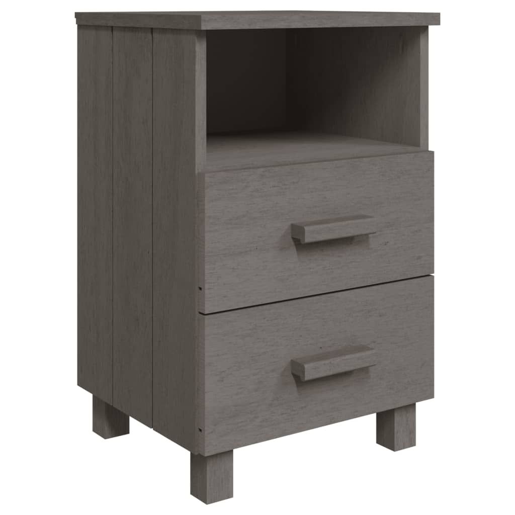 vidaXL Bedside Cabinet HAMAR Light Gray 15.7"x13.8"x24.4" Solid Wood Pine