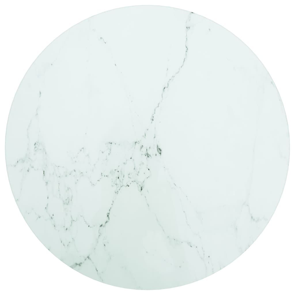 vidaXL Table Top White Ø40x0.8 cm Tempered Glass with Marble Design
