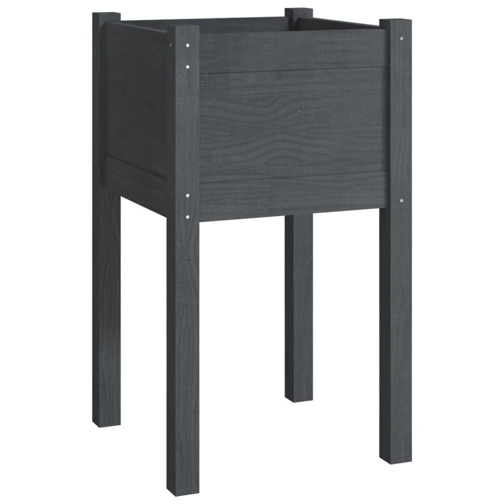 vidaXL Garden Planter Gray 15.7"x15.7"x27.6" Solid Wood Pine