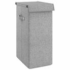 vidaXL Foldable Laundry Hamper Grey 10.2x13.6x23.4" Faux Linen Fabric