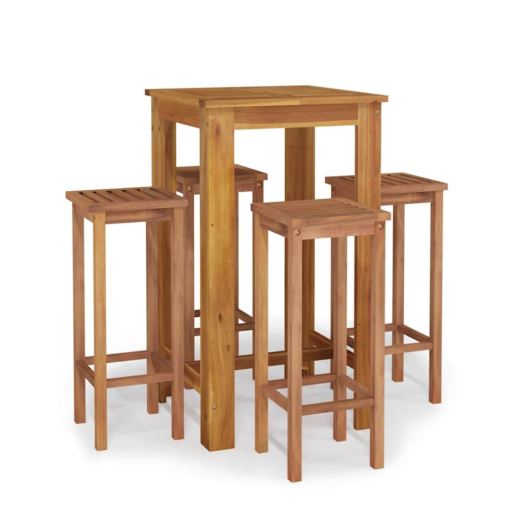 vidaXL 5 Piece Patio Bar Set Solid Wood Acacia
