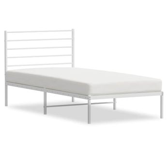 vidaXL Metal Bed Frame without Mattress with Headboard White 100x200cm