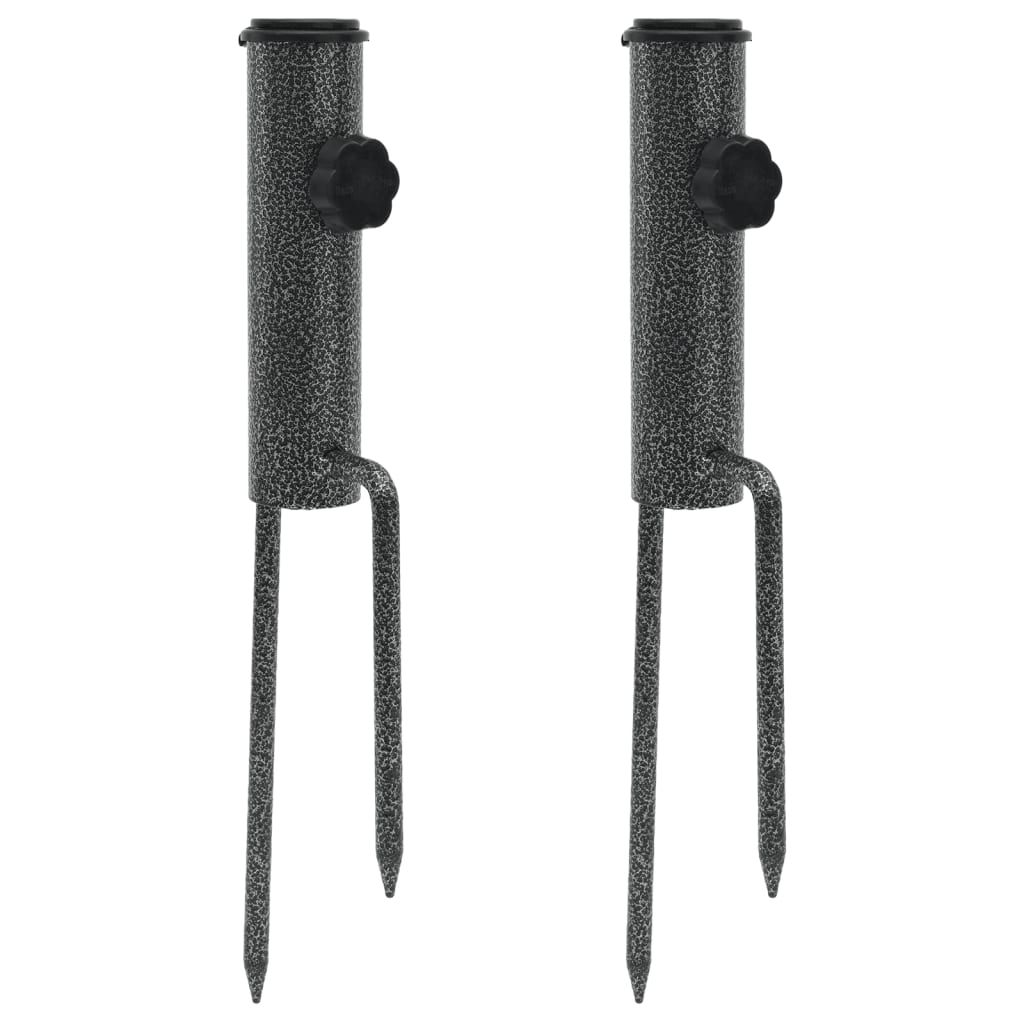 vidaXL Parasol Stands with Spikes 2 pcs 3.5"x13.8" Galvanized Steel