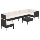 vidaXL 8 Piece Patio Lounge Set with Cushions Poly Rattan Brown