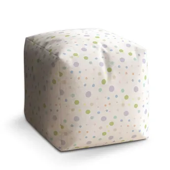 Sablio Taburet Cube Barevné puntíky - 50x50x50 cm
