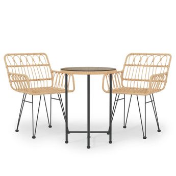 vidaXL 3 Piece Garden Dining Set Poly Rattan