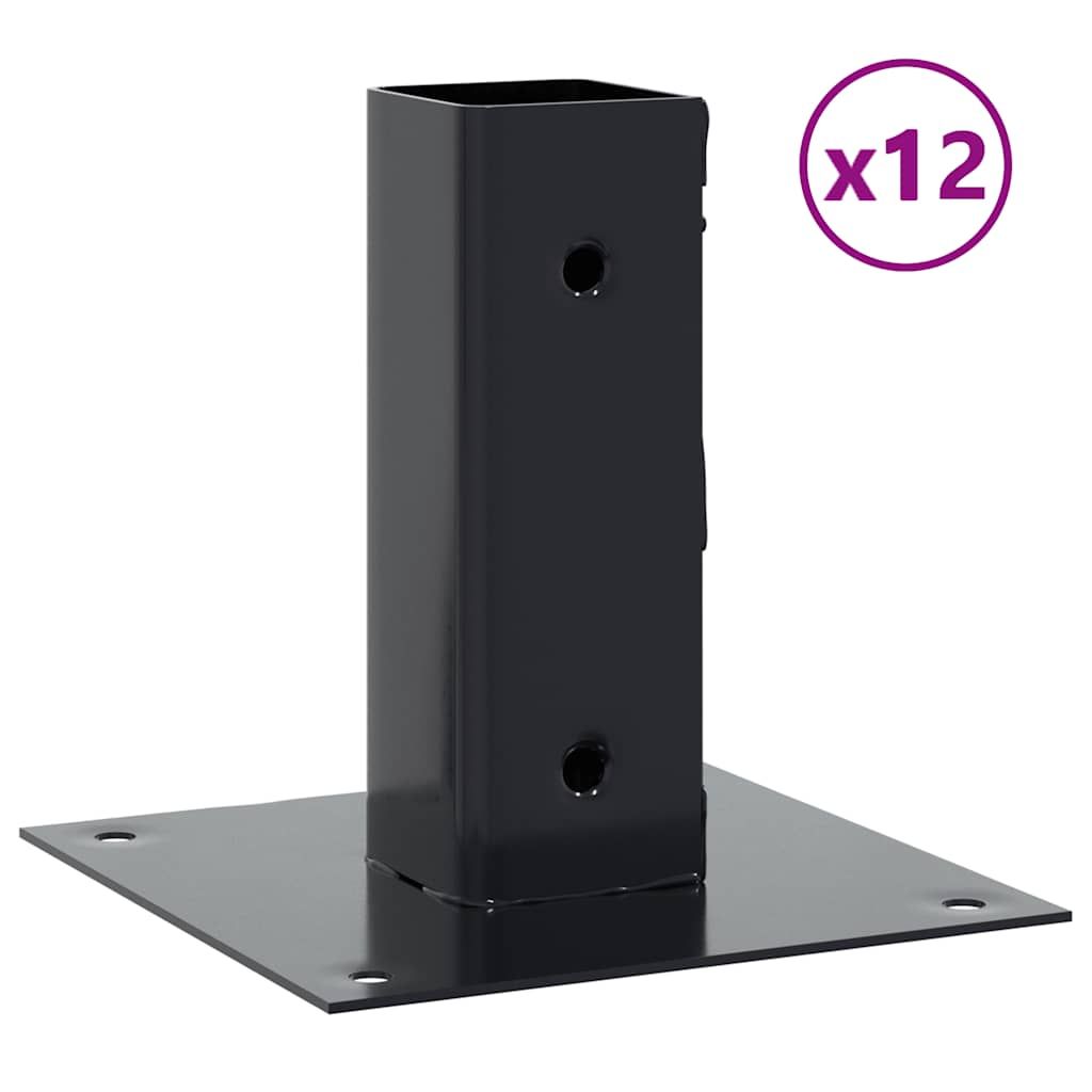 vidaXL Post Bases Square 12 pcs Anthracite 1.81x1.81" Powder-coated Steel