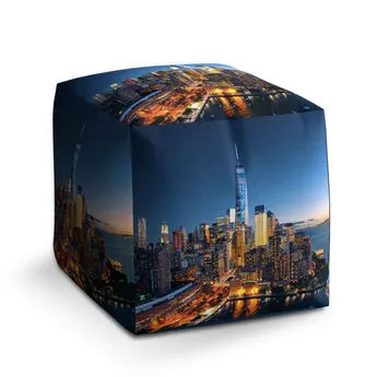 Sablio Taburet Cube Noční mrakodrapy - 40x40x40 cm