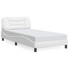 vidaXL Bed Frame without Mattress "Hvar" White 39.4"x74.8" Faux Leather