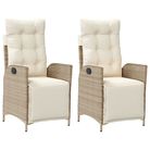 vidaXL Reclining Garden Chairs 2 pcs with Footrest Beige Poly Rattan