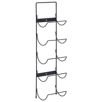 vidaXL Wall Mounted Wine Rack for 5 Bottles Black Iron