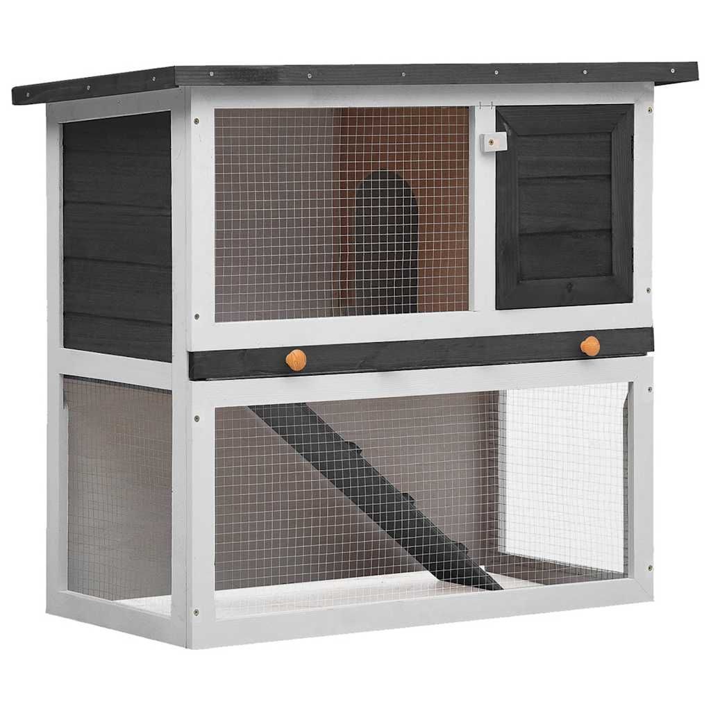 vidaXL Outdoor Rabbit Hutch 1 Door Gray Wood