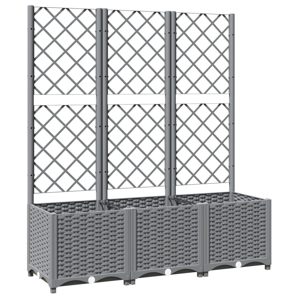 vidaXL Garden Planter with Trellis Light Grey 120x40x136 cm PP