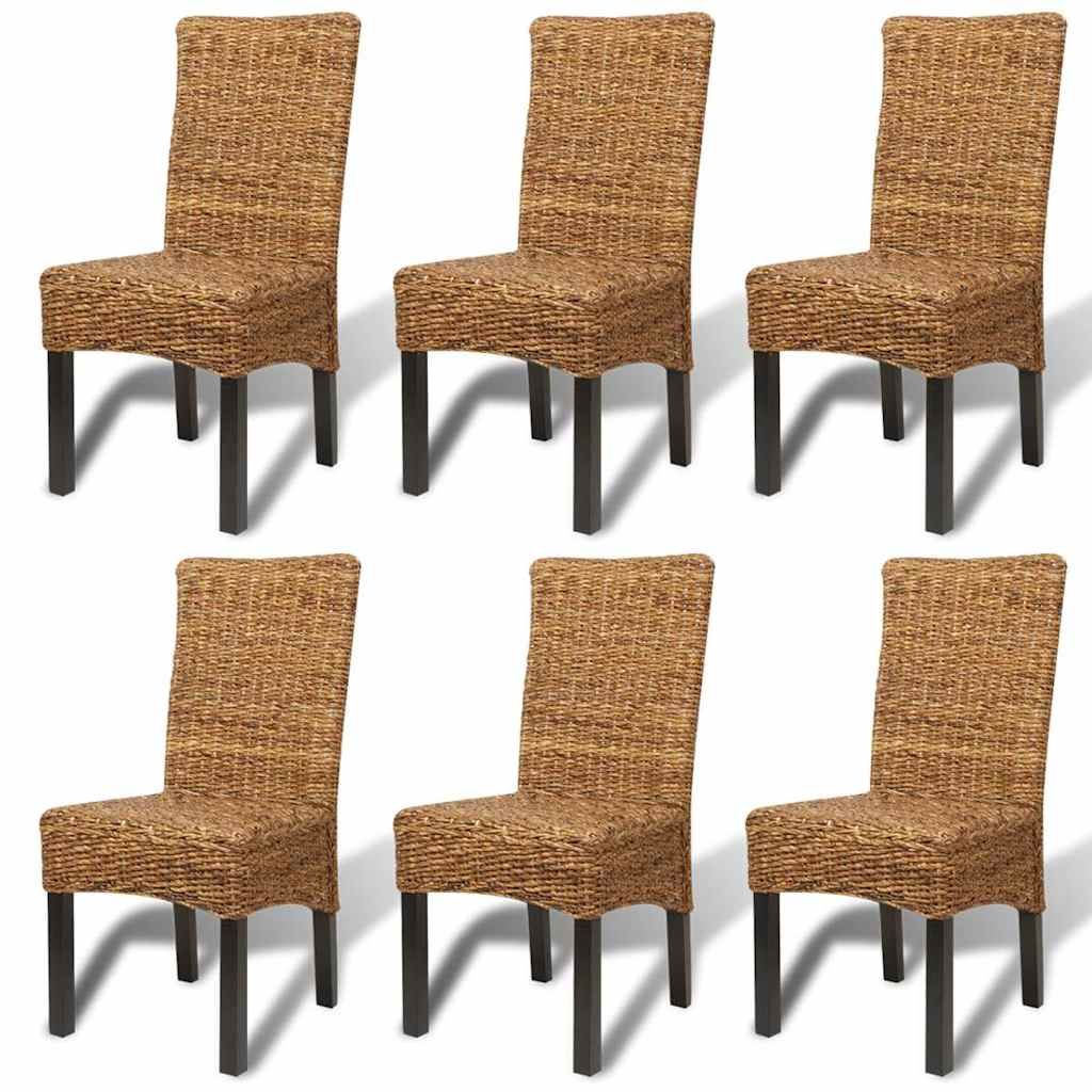 vidaXL Dining Chairs 6 pcs Abaca and Solid Mango Wood