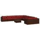 vidaXL 11 Piece Patio Lounge Set with Cushions Poly Rattan Brown