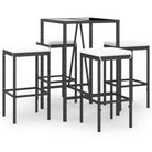 vidaXL 5 Piece Patio Bar Set with Cushions Black Poly Rattan