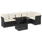 vidaXL 7 Piece Garden Sofa Set with Cushions Black Poly Rattan