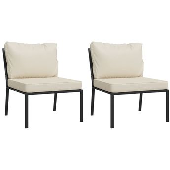 vidaXL Garden Chairs with Sand Cushions 2 pcs 60x74x79 cm Steel