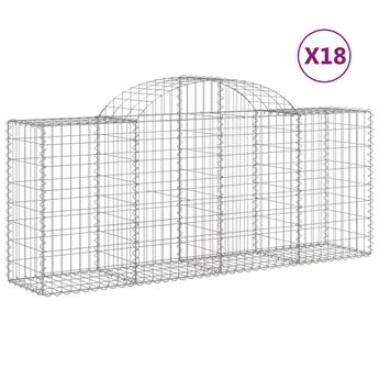 vidaXL Arched Gabion Baskets 18 pcs 200x50x80/100 cm Galvanised Iron