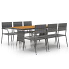vidaXL 7 Piece Outdoor Dining Set Poly Rattan Grey