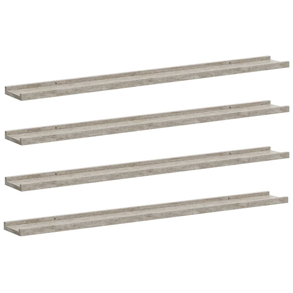 vidaXL Wall Shelves 4 pcs Concrete Gray 39.4"x3.5"x1.2"
