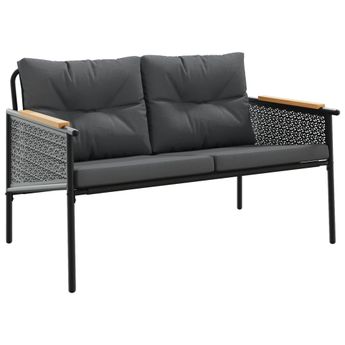 vidaXL Patio Bench with Cushions 45.7" Black Steel
