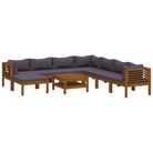 vidaXL 9 Piece Garden Lounge Set with Cushion Solid Acacia Wood